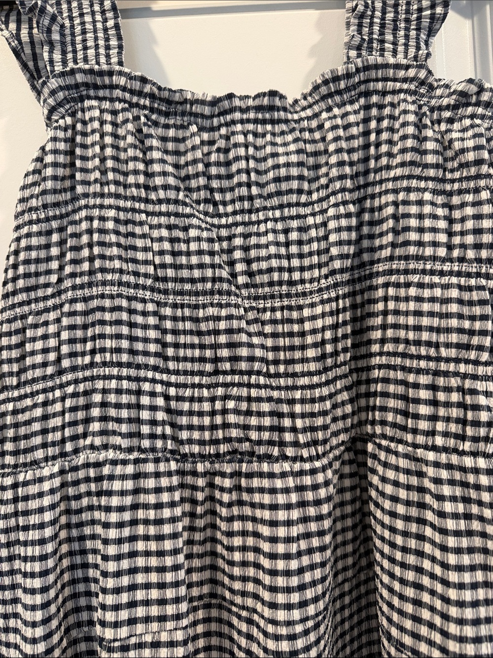 Old Navy Black and White Gingham Smocked Jumpsuit - Picture 3 of 7
